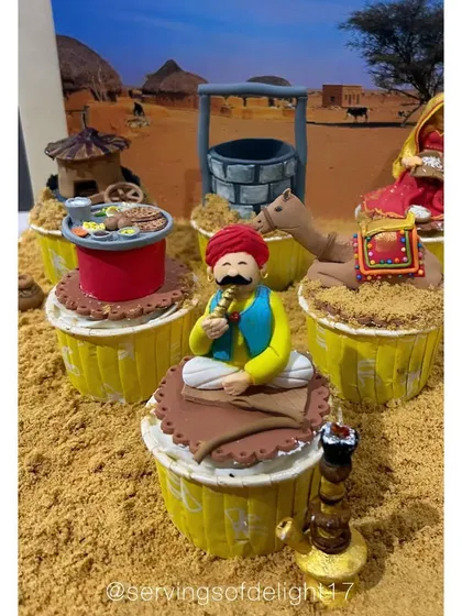 I still can't believe I participated in Cakeology, India's largest cake show! This was my entry for the cupcake display competition, a Rajasthani-themed creation.