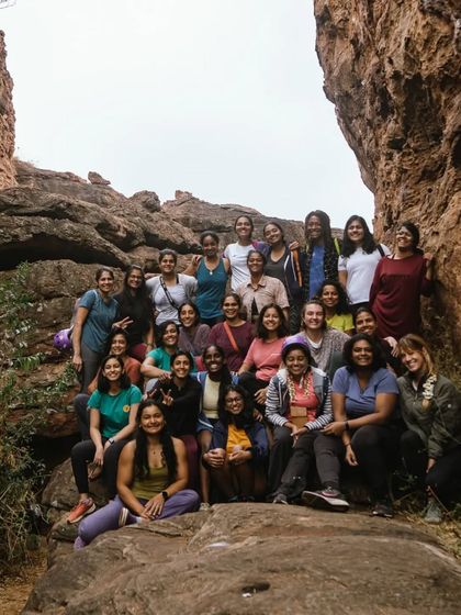 The whole crew from our CLAW 2022 annual event in Badami! This photo is a testament to the magic that happens when a group of women come together to learn, share, and grow.