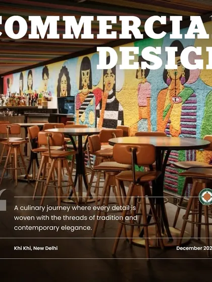 Our design for Khi Khi, a New Delhi tapas bar, was featured in Commercial Design magazine. The article highlights how the space weaves a narrative of happiness and connection, rooted in India's textile legacy and contemporary elegance.