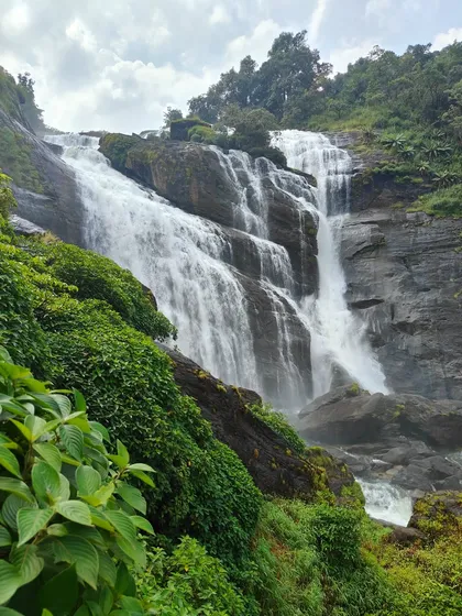 A close up view of the magnificent Mallalli Falls.
