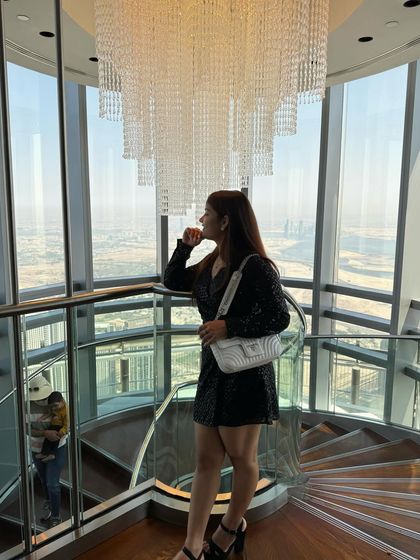 Taking in the incredible views from the Burj Khalifa.