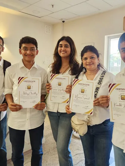 Smiles all around as another group of our performers receive their participation certificates. We believe in recognizing the hard work and dedication of every student who contributes to our community events.