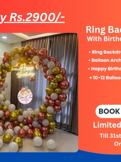 A duplicate image of the Ring Backdrop with Birthday LED package for Rs. 2900.