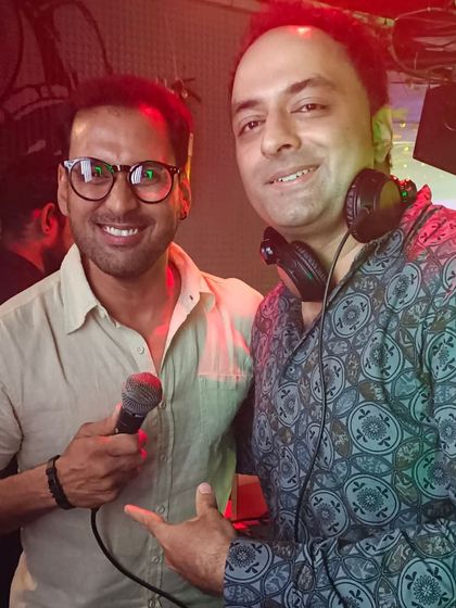 Another shot with MJ Rakesh, a well-known personality in Bangalore, at one of my gigs.