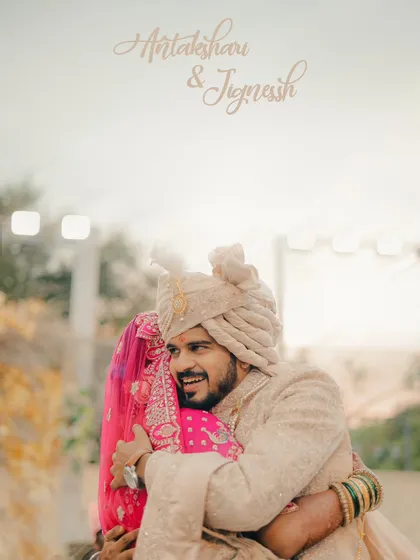 A heartfelt hug filled with joy. We focus on capturing the groom's happy expression as he embraces his bride after the ceremony.