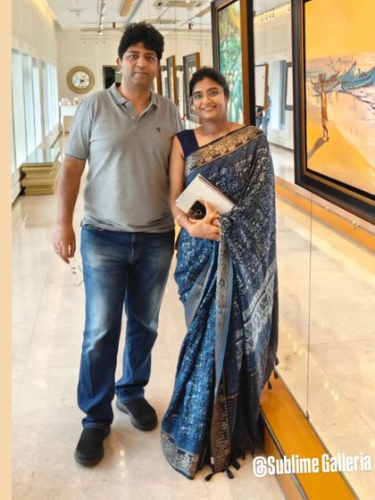 Visitors at the 'Serenity' exhibition by Rashmi Soni at Sublime Galleria.