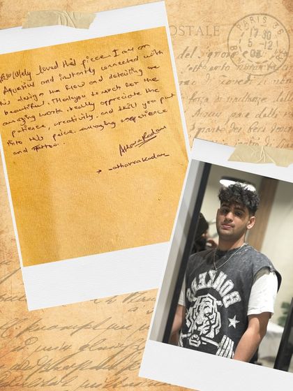 "Absolutely loved this piece." Atharva's handwritten note expressing his instant connection with the design and his amazing experience.