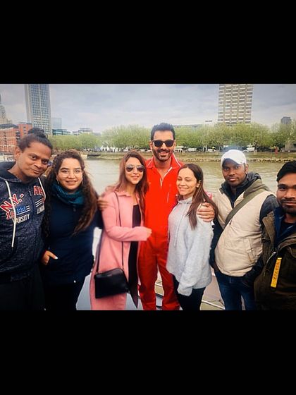 A team photo with John Abraham and the crew while shooting abroad. Building friendships with the people I work with is the best part of my job.