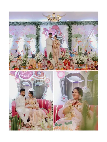 This collage captures the happy couple at their baby shower, surrounded by the beautiful decor and our detailed table setups.