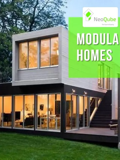 This modular home concept shows how different "qubes" can be stacked and arranged to create a dynamic, multi-level living space with plenty of natural light.