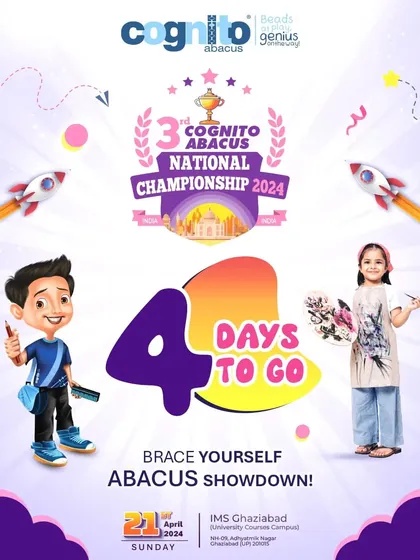 Four days to go. The "Abacus Showdown" is a term we use to create a sense of a major sporting event, making the experience more thrilling for the children participating.