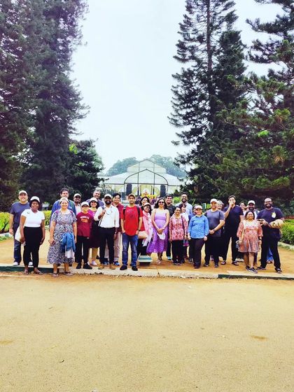 The group from our Lalbagh walk posing in front of the iconic Glass House. It was a day filled with tales of adventure, history, and botanical knowledge.
