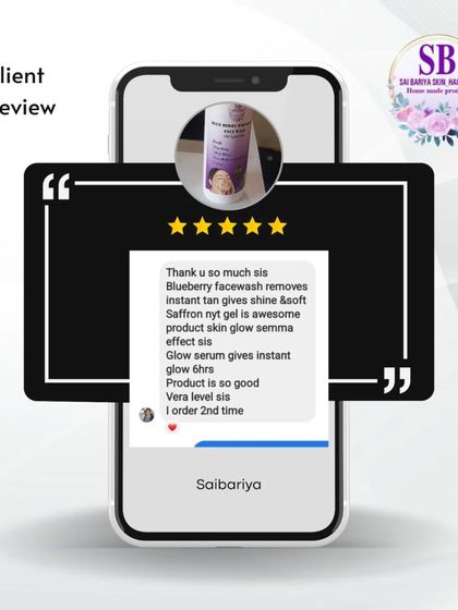 Keerthi shares how my Blueberry Face Wash removes tan instantly and the Glow Serum gives a shine that lasts for hours. It makes me so happy that she is already on her second order.