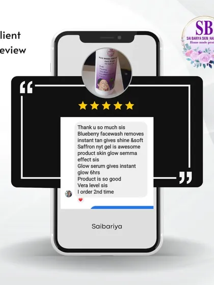 Keerthi shares how my Blueberry Face Wash removes tan instantly and the Glow Serum gives a shine that lasts for hours. It makes me so happy that she is already on her second order.