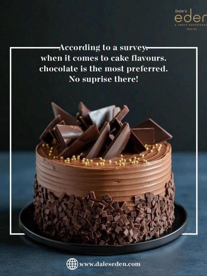 According to a survey, chocolate is the most preferred flavor. This graphic pairs that fact with an image of my decadent chocolate cake.