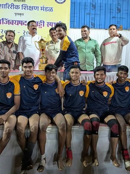 The Kumar Gat (Sub-Junior) team celebrating their win at the Mumbai City District Championship.