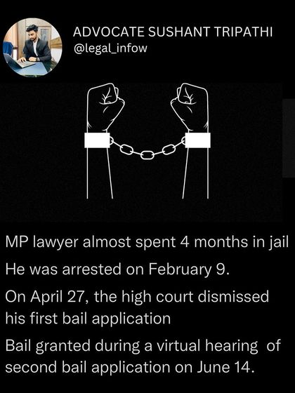 The timeline of the lawyer's imprisonment. This post shows that the lawyer spent nearly four months in jail before being granted bail, illustrating the severe consequences of his actions.