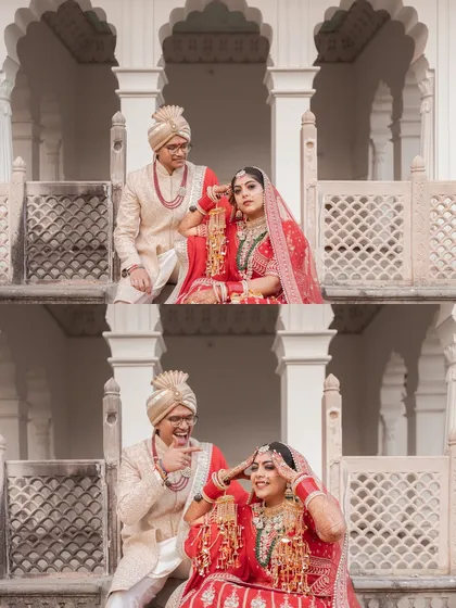 From a poised look to a burst of playful laughter, this diptych captures the couple's dynamic personality. It shows that even in a royal setting, the most beautiful moments are the real ones.