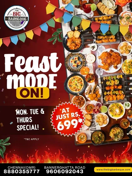 All you can eat, all you can love. Our feast mode special is just ₹699. Grill, chill, and repeat.