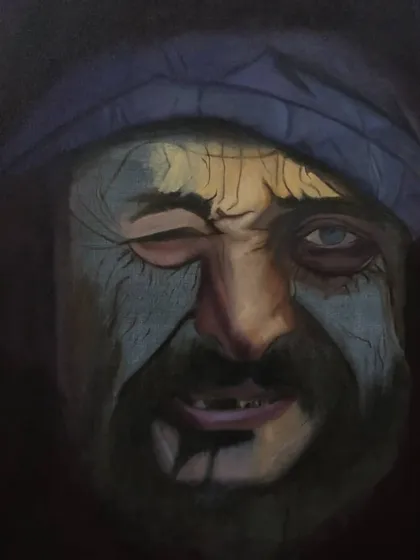 Now the main colors are being applied over the underpainting. You can see how the face starts to gain dimension and a more lifelike quality.