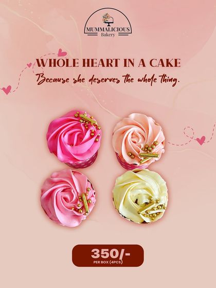 A whole heart in a cake, or in this case, cupcakes. Our box of four beautifully swirled floral cupcakes is a perfect, affordable gift for Mother's Day.