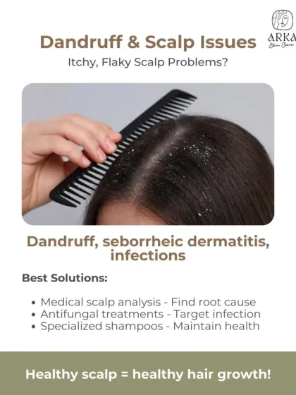 An itchy, flaky scalp is a sign that something is wrong. Whether it's simple dandruff, seborrheic dermatitis, or a fungal infection, a healthy scalp is the foundation for healthy hair. My approach starts with a medical analysis to find and treat the root cause.