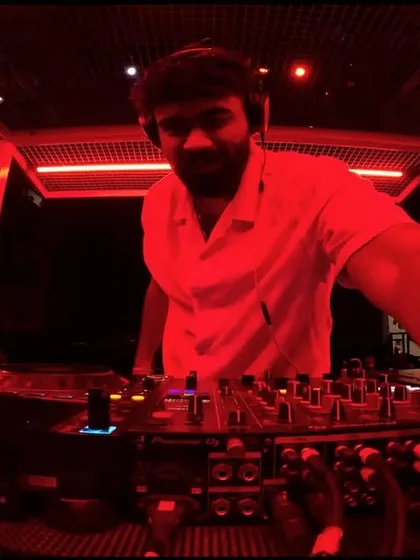 A point-of-view shot from behind the decks at Sunburn Union, Bangalore. This is the immersive, high-intensity environment I create in top nightclubs, keeping the dance floor packed with a mix of Techno and House music.