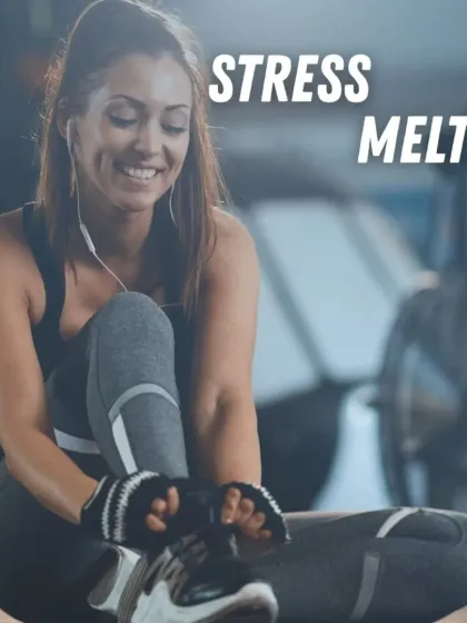 A great workout is a powerful stress melter. This member is seen smiling post-workout, capturing the mood-boosting and stress-relieving benefits of a good training session.