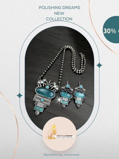 The 'Polishing Dreams' set in a cool sky blue. This refreshing color adds a modern touch to the traditional oxidized design.