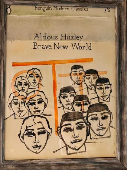 A commissioned piece recreating the cover of Aldous Huxley's "Brave New World." Painting literary and film-inspired art is a fantastic way to connect with other fans.