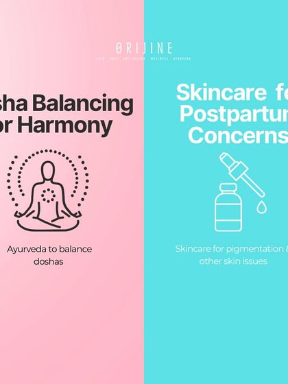 My postpartum care integrates Dosha balancing through Ayurveda for internal harmony and advanced skincare treatments to address concerns like pigmentation.
