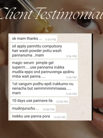 This customer was hesitant at first but says my Magic Serum and Pimple Gel are "semma" (superb). She saw results in just 10 days.