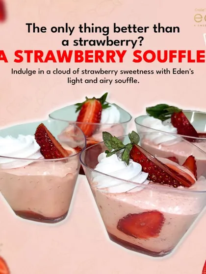 The only thing better than a strawberry? A Strawberry Soufflé! Indulge in a cloud of strawberry sweetness with our light and airy dessert.