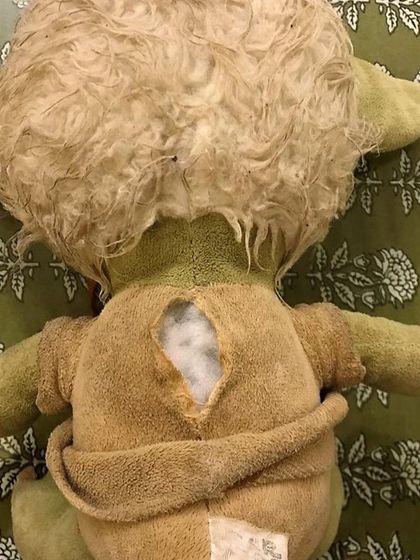 This torn toy is waiting for a little care. Our workshops teach kids how to mend their favorite toys so they can be loved for years to come.