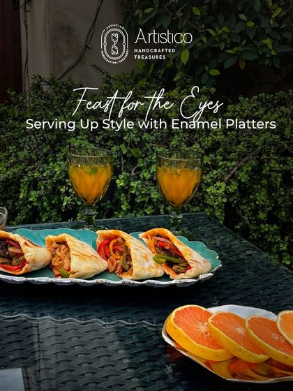 A feast for the eyes. My stylish enamel platters make serving food a pleasure, turning any dish into a beautiful presentation.