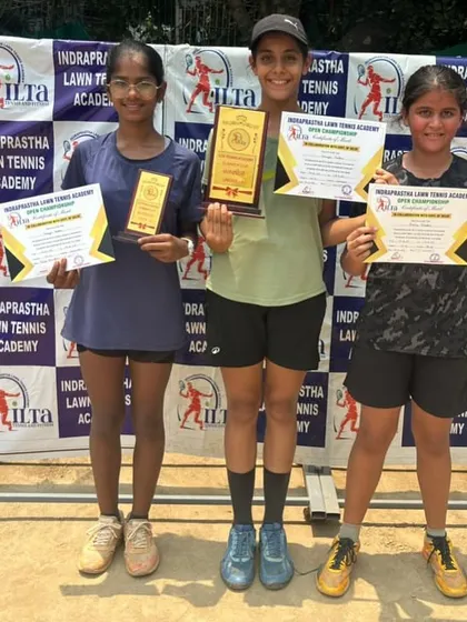 The winners of the Under-12 girls' category at the ILTA Tennis Summer Cup. Our player Ekisha secured the 3rd place bronze. The competition was tough, with players from all over North India.