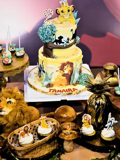 We brought the Pride Lands to life for a special second birthday. This dessert table was a feast for the eyes, with a stunning Lion King cake, themed treats, and rustic details that transported guests straight to the heart of the savannah.