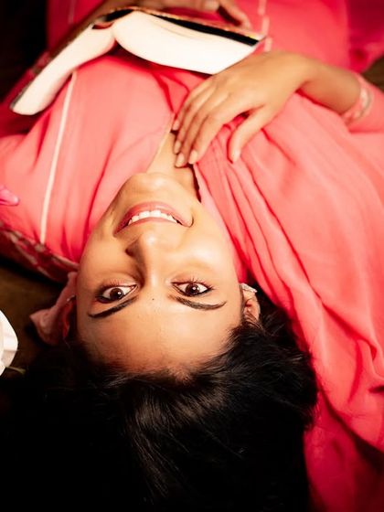 A playful, upside-down portrait that breaks from convention. This creative shot is fun and memorable.