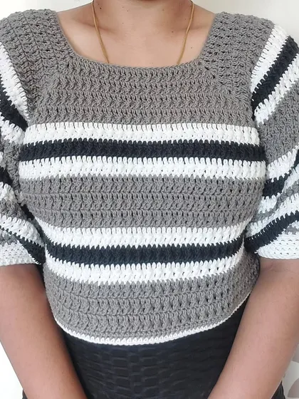 A front view of the Diana Crop Top, showing the classic striped pattern and flattering cropped length.