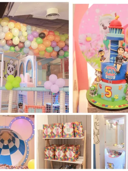 We bring your child's favorite characters to life with our themed birthday parties. This Paw Patrol party setup includes a custom cake, themed decorations, return gifts, and access to our fun-filled play area.