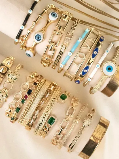 Another shot for the stackaholics. This image shows a wide variety of my cuff bangles, perfect for building your own unique stack.