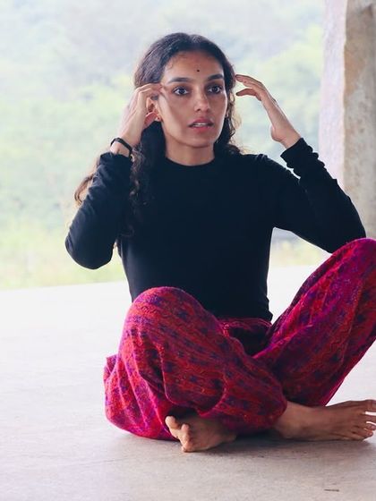 Teaching a facial yoga technique during a wellness retreat. My sessions often include practices beyond asana to promote holistic health and self-care.