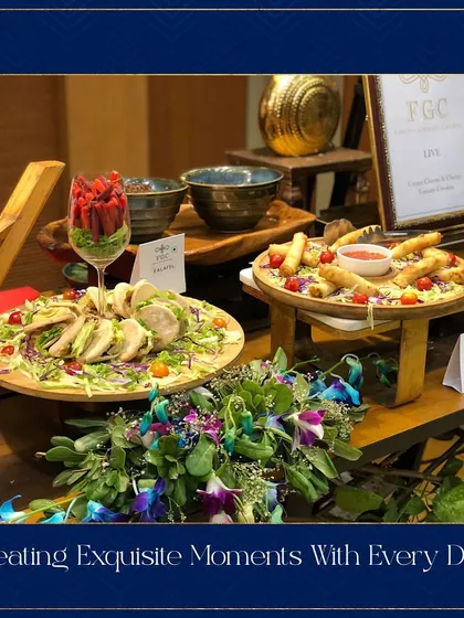 Creating exquisite moments with every dish. This display features fresh salads and crispy spring rolls, offering lighter fare alongside our richer main courses.