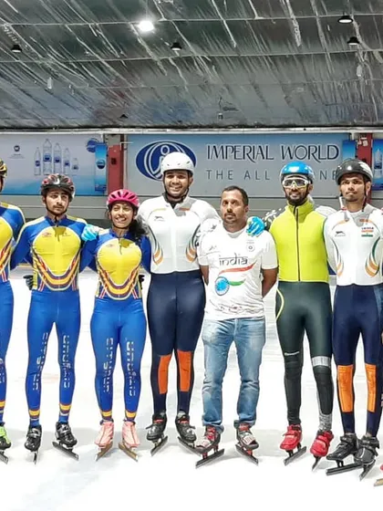 With the Indian short track ice skating team at a training camp in Thailand. It's an honor to train and compete alongside the nation's best.