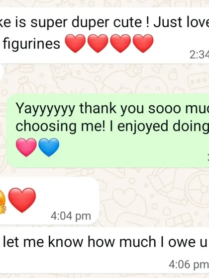 "Cake is super duper cute! Just love the figurines." More love from a baker client.