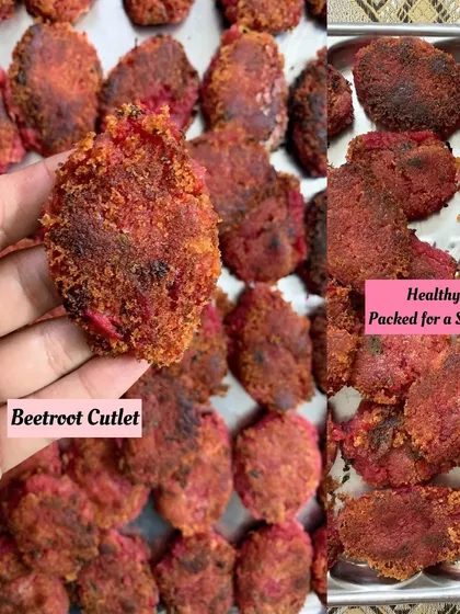 Healthy and delicious Beetroot Cutlets. These are packed with nutrients and make for a great snack, especially for school tiffins.