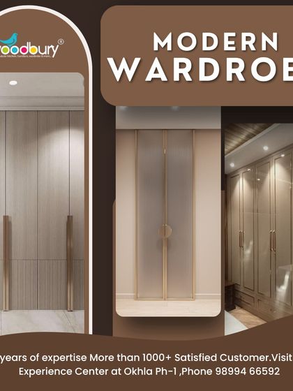 This collage showcases different modern styles, from warm wood finishes to elegant frosted glass doors, all designed to elevate your space.