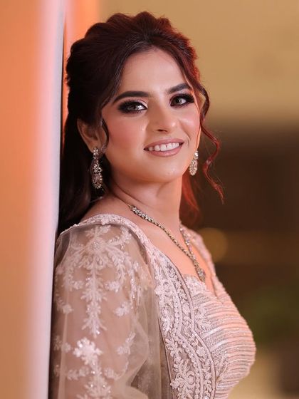 A beautiful shot of my bride, looking radiant and happy. This soft glam look was perfect for her engagement ceremony.