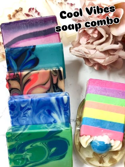 My "Cool Vibes" soap combo, featuring six of my most vibrant and beautifully swirled designer soaps. A great way to get a variety of my artistic bars.