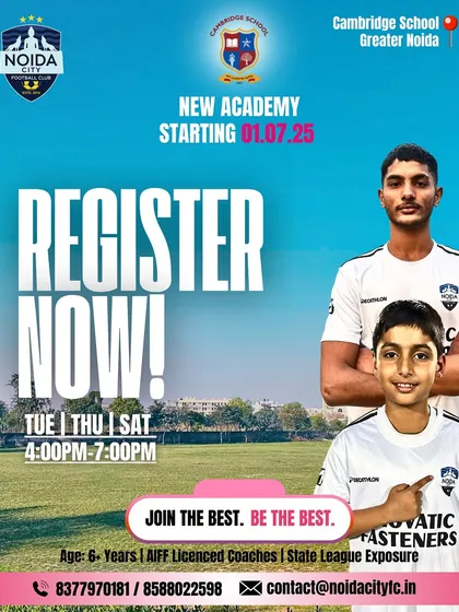 Register now for our new academy at Cambridge School, Greater Noida. We offer a structured program for players aged 6 and above, with training focused on preparing them for competitive football.